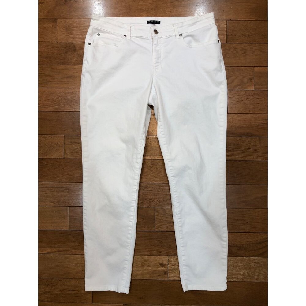 Eileen Fisher Organic Cotton Straight Leg White Jeans Size 12